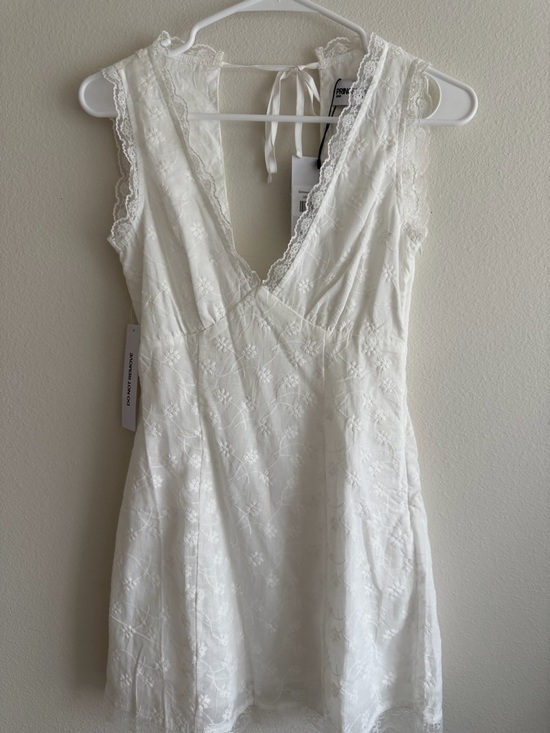 Princess Polly Dresses & Skirts - Princess Polly Gimmie Mini Dress in White - Delicate Embroidered Slip